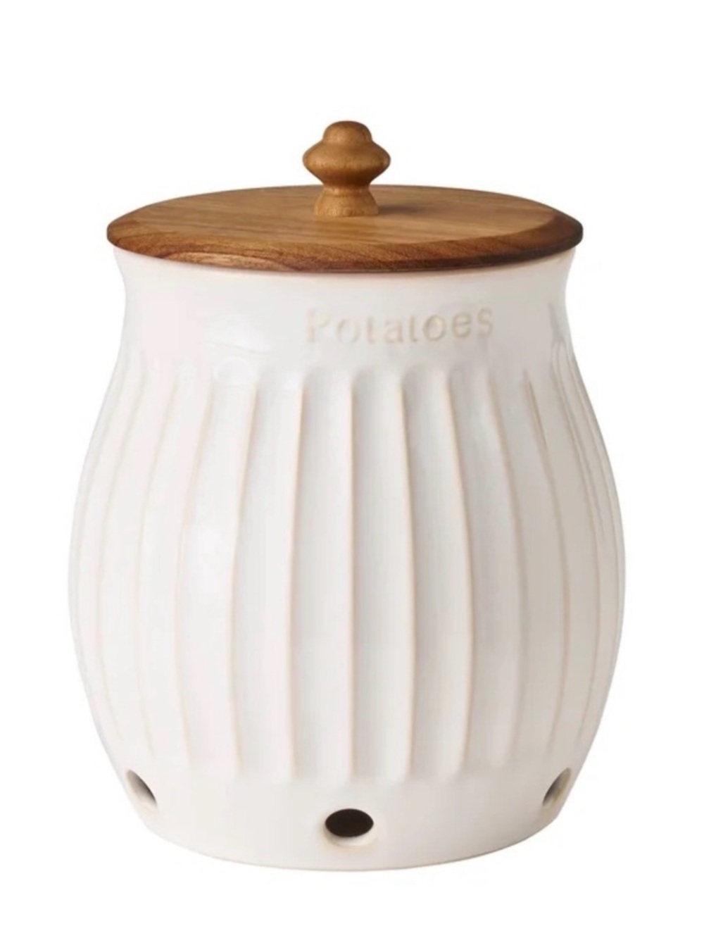 🌸 New Pioneer Woman Colette Potato Vegetable Keeper Canister White Linen, Qty 1 - Picture 10 of 11
